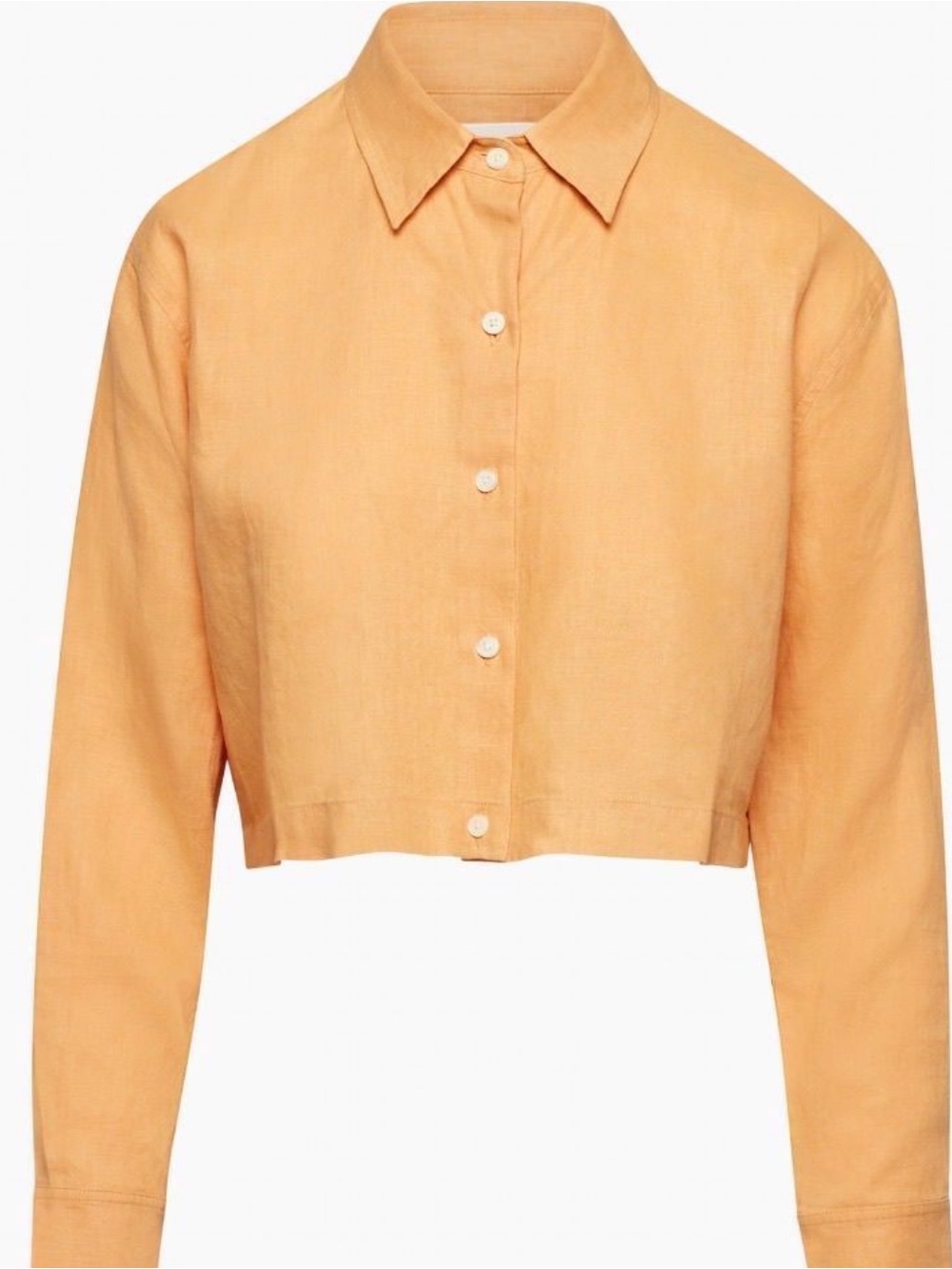Wilfred Aritzia 100% Linen Cropped Button-Up Shirt in Apricot